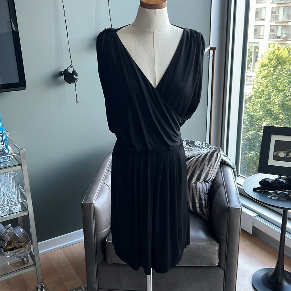 New The Kooples Sport Shiny Smooth Jersey Mini Dress in Black Size Large